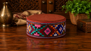 Handmade Pahadi Woollen Topi with Colourful Woven Design