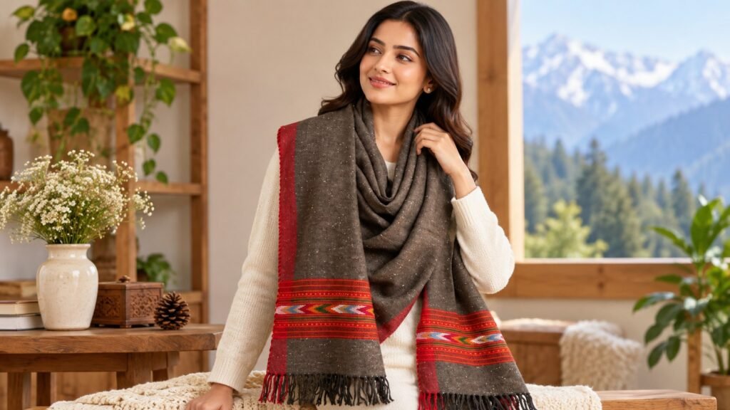 Himachali Stole – Traditional Pahadi Woollen Stole for Women